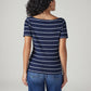Women's Striped Slim Fit Ribbed T-Shirt - Back View