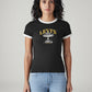 Women's Graphic Print Slim Fit Ribbed T-Shirt - Front View