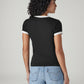 Women's Graphic Print Slim Fit Ribbed T-Shirt - Back View