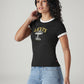 Women's Graphic Print Slim Fit Ribbed T-Shirt - Side View