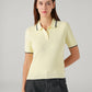 Women's Solid Regular Fit Ribbed Polo T-Shirt - Front View