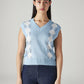 Women's Argyle Light Blue V-Neck Sweater - 20 View