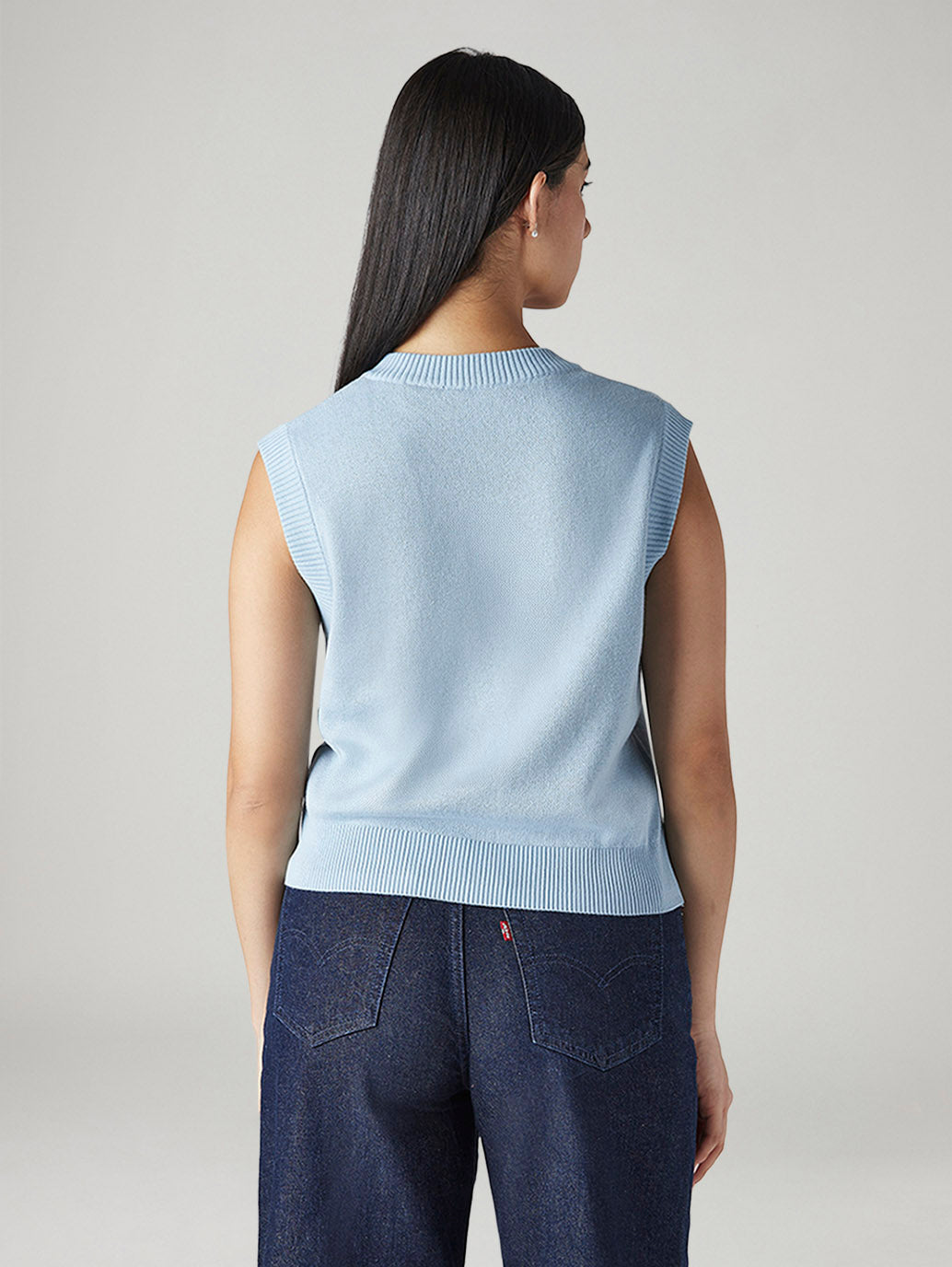 Women's Argyle Light Blue V-Neck Sweater - 20 View