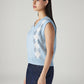 Women's Argyle Light Blue V-Neck Sweater - 20 View