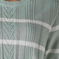 Women's Striped Regular Fit Cable Sweater - Detail View