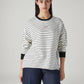 Women's Striped Crew Neck Sweatshirt - Front View
