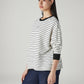Women's Striped Crew Neck Sweatshirt - Side View