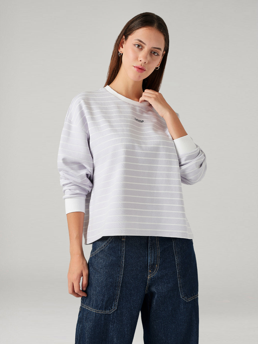 Women's Striped Relaxed Fit Sweatshirt