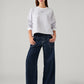 Women's Striped Relaxed Fit Sweatshirt - Full View