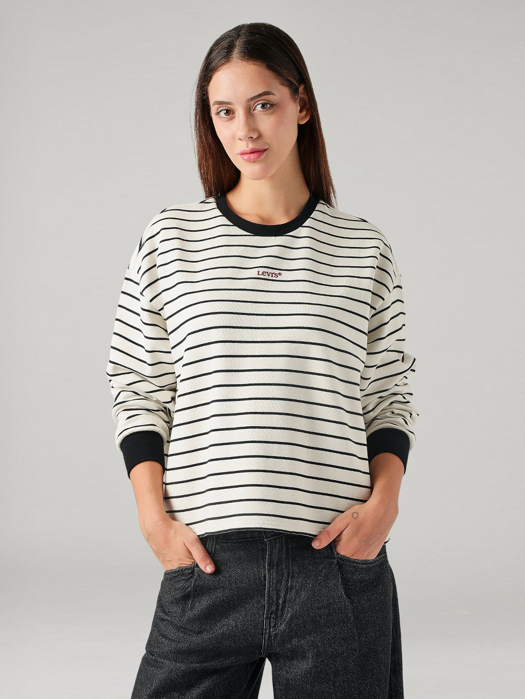 Women's Striped Relaxed Fit Sweatshirt
