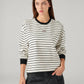 Women's Striped Relaxed Fit Sweatshirt - Front View