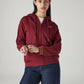 Women's Solid Maroon Hooded Sweatshirt - Styleshot View