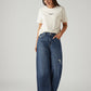 Women's Blue Ribcage Cinch Wide Leg Fit High Rise Jeans - Styleshot View