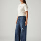 Women's Blue Ribcage Cinch Wide Leg Fit High Rise Jeans - Side View