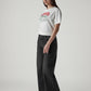 Women's Black Wide Leg Fit High Rise Cinched Jeans - Side View