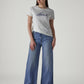 Women's Blue Wide Leg Fit High Rise Cinched Jeans - Styleshot View