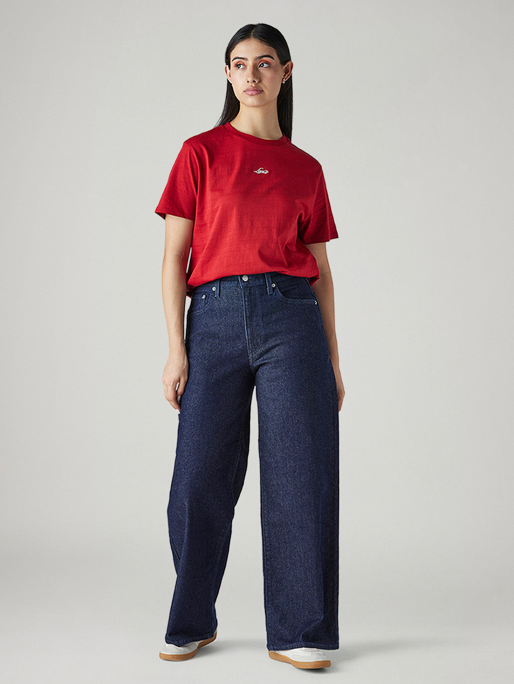 Women's Dark Indigo Wide Leg Fit High Rise Cinched Jeans