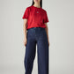 Women's Dark Indigo Wide Leg Fit High Rise Cinched Jeans - Styleshot View