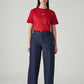 Women's Dark Indigo Wide Leg Fit High Rise Cinched Jeans - Front View