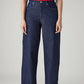 Women's Dark Indigo Wide Leg Fit High Rise Cinched Jeans - Front View