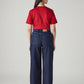 Women's Dark Indigo Wide Leg Fit High Rise Cinched Jeans - Back View