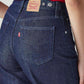 Women's Dark Indigo Wide Leg Fit High Rise Cinched Jeans - Detail View