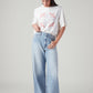 Women's Light Blue Wide Leg Fit High Rise Cinch Jeans - Styleshot View