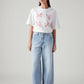 Women's Light Blue Wide Leg Fit High Rise Cinch Jeans - Front View