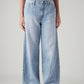 Women's Light Blue Wide Leg Fit High Rise Cinch Jeans - Front View