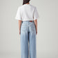 Women's Light Blue Wide Leg Fit High Rise Cinch Jeans - Back View
