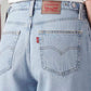 Women's Light Blue Wide Leg Fit High Rise Cinch Jeans - Detail View