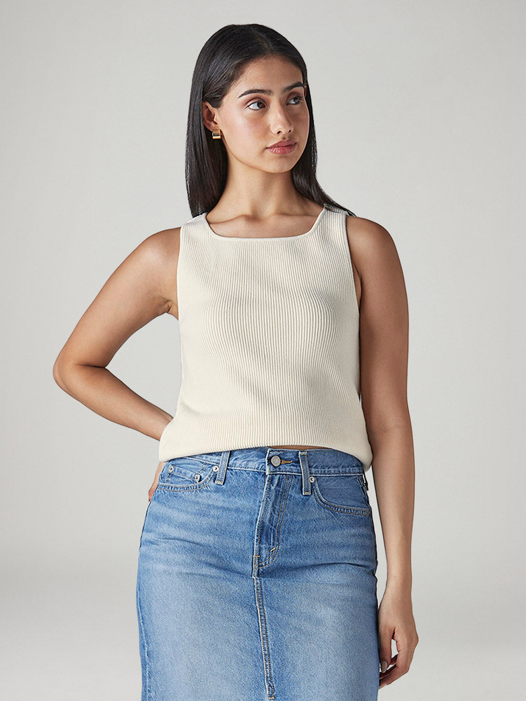 Women's Solid Slim Fit Ribbed T-Shirt