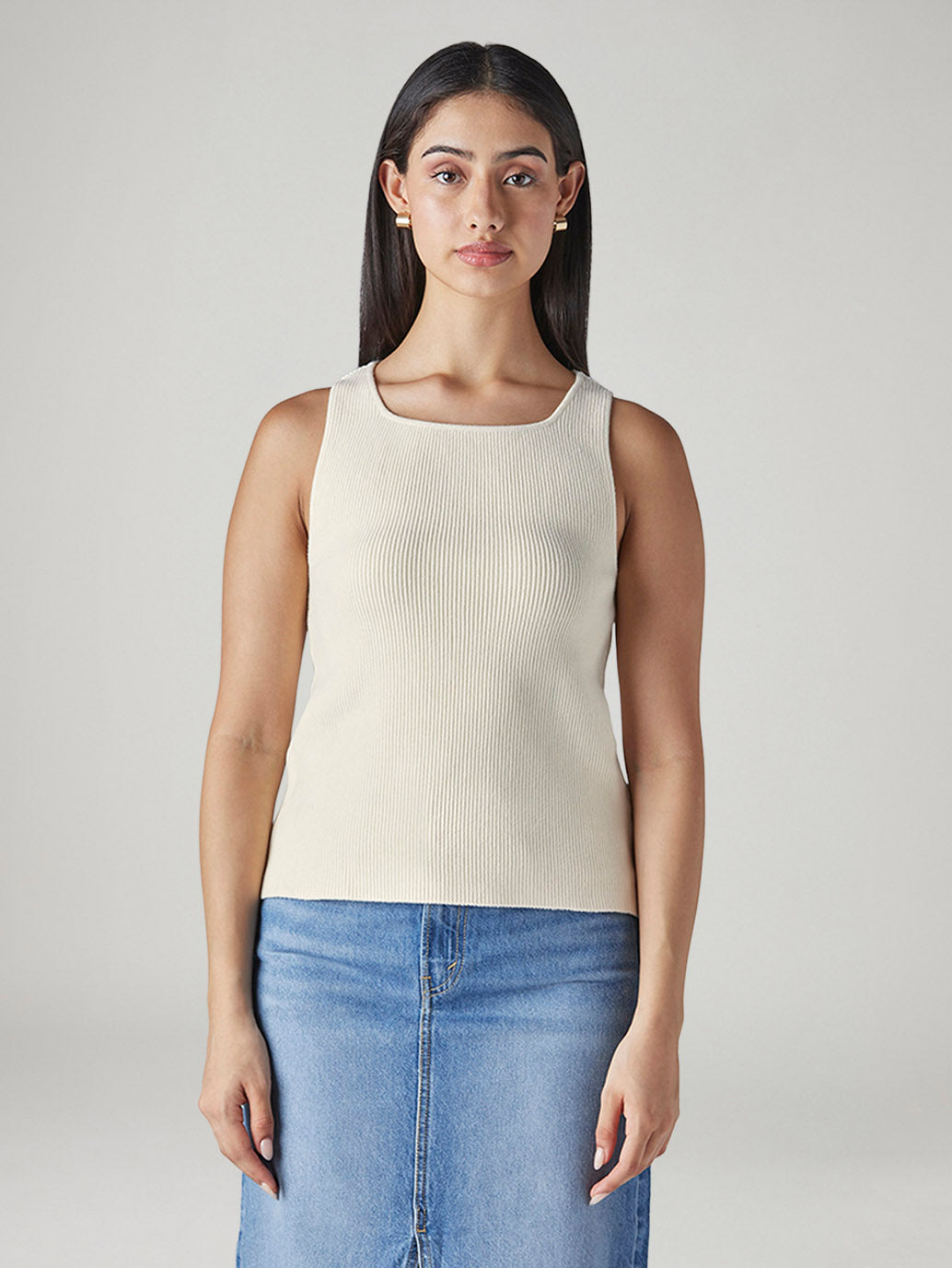 Women's Solid Slim Fit Ribbed T-Shirt - Front View