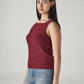 Women's Solid Slim Fit Ribbed Top - Side View