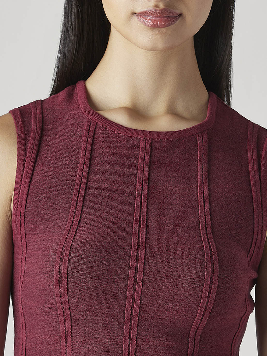 Women's Textured Regular Fit Ribbed Dress - Detail View