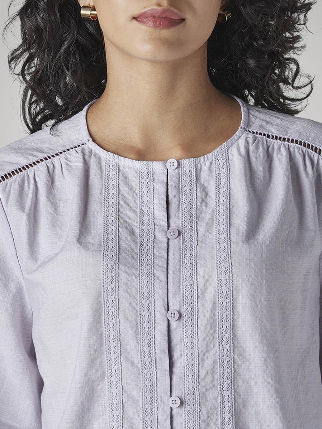 Women's Embroidered Regular Fit Top - Detail View