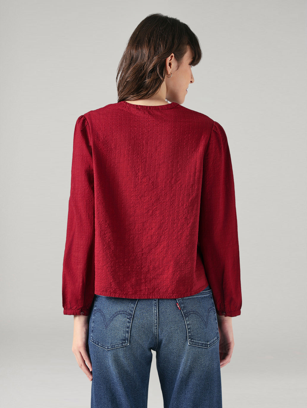 Women's Embroidered Regular Fit Top - Back View