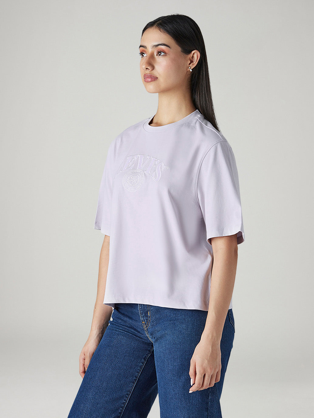 Women's Embroidered Relaxed Fit T-Shirt - Side View