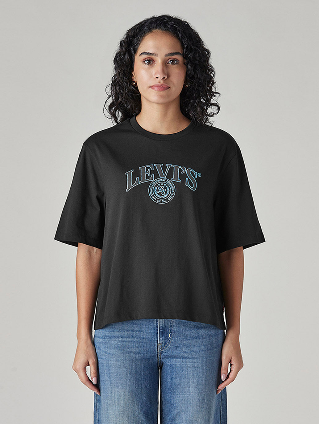 Women's Embroidered Relaxed Fit T-Shirt - Front View