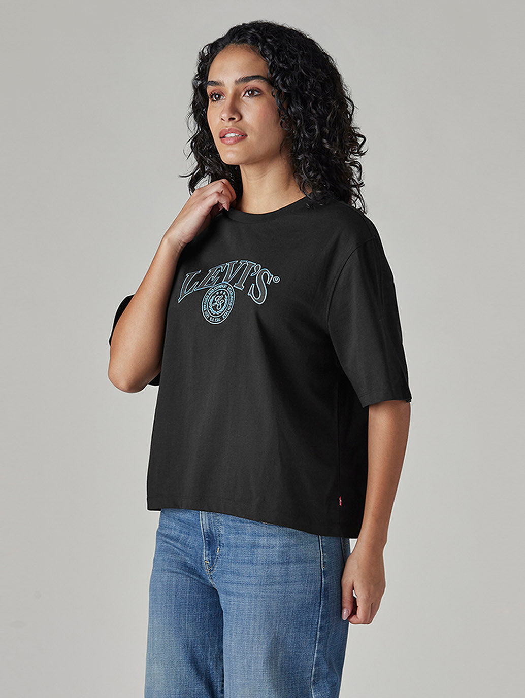 Women's Embroidered Relaxed Fit T-Shirt - Side View