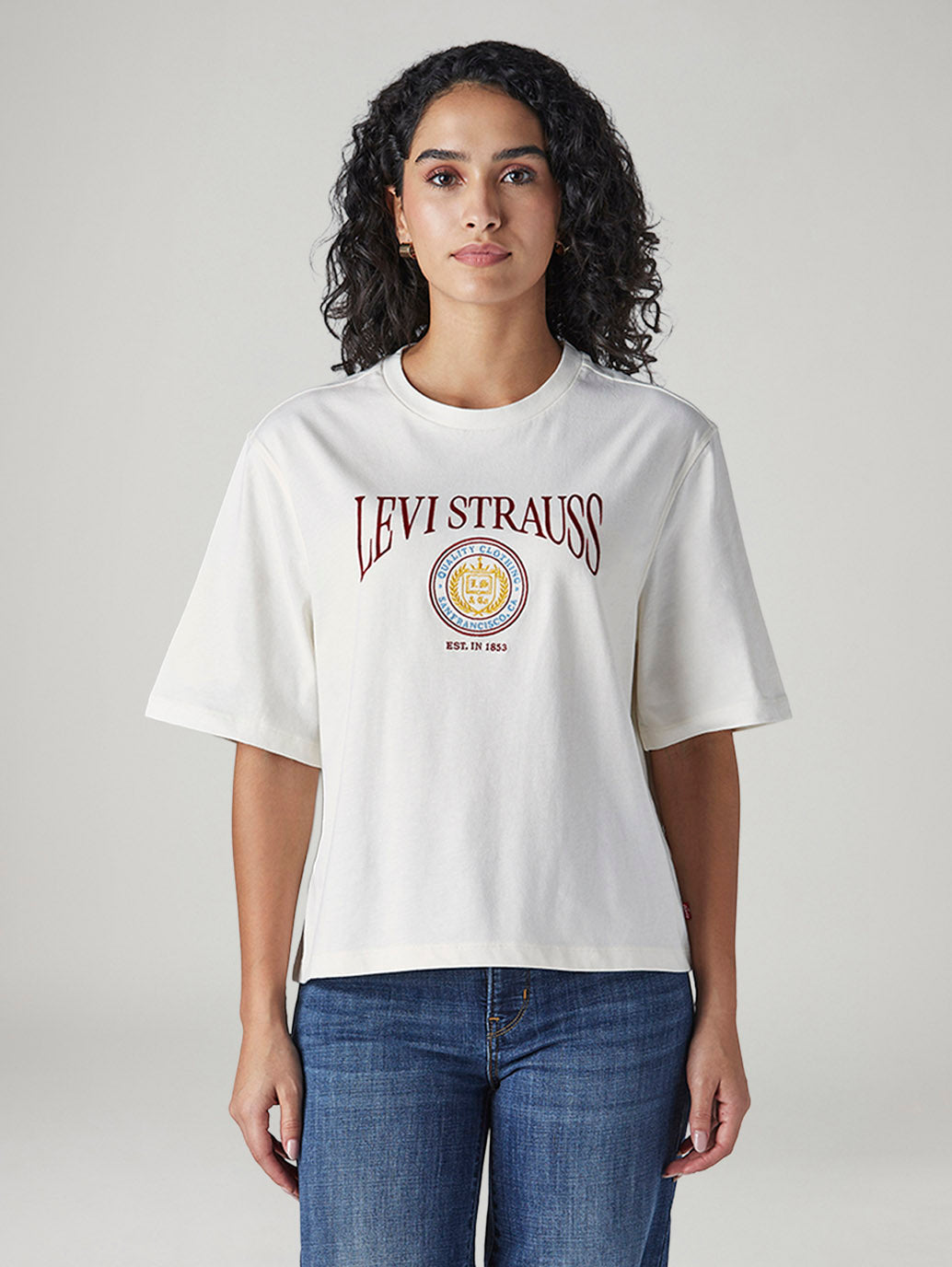 Women's Embroidered Relaxed Fit T-Shirt - Front View