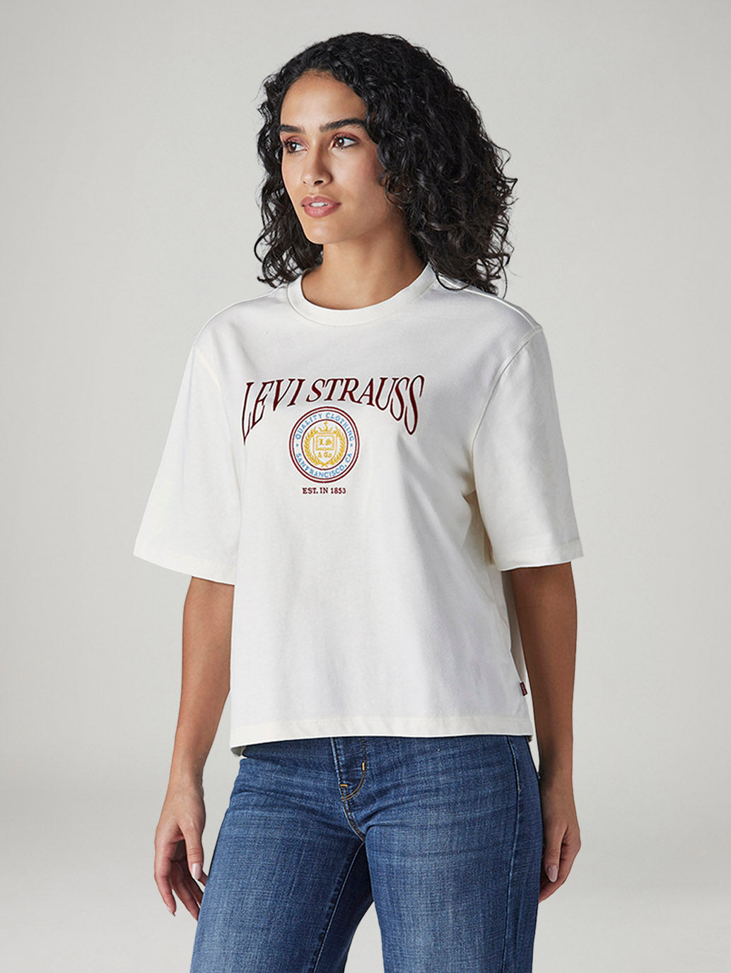 Women's Embroidered Relaxed Fit T-Shirt - Side View
