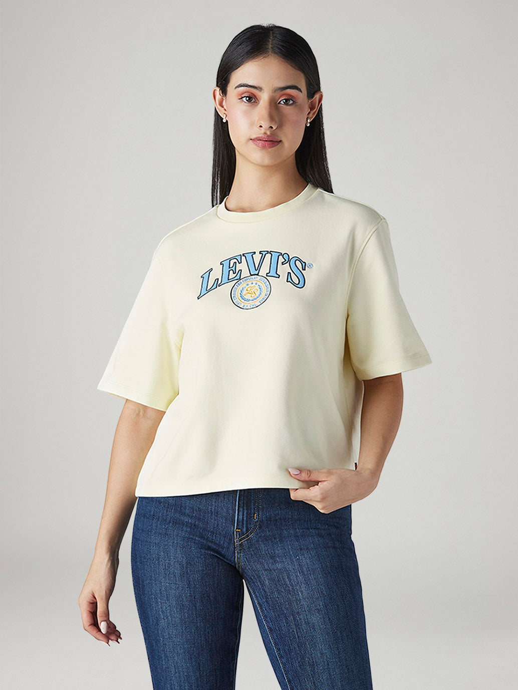 Women's Embroidered Relaxed Fit T-Shirt - Front View