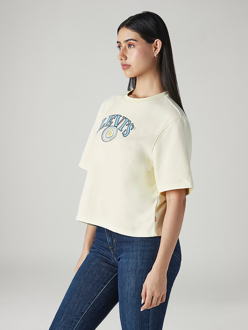 Women's Embroidered Relaxed Fit T-Shirt - Side View