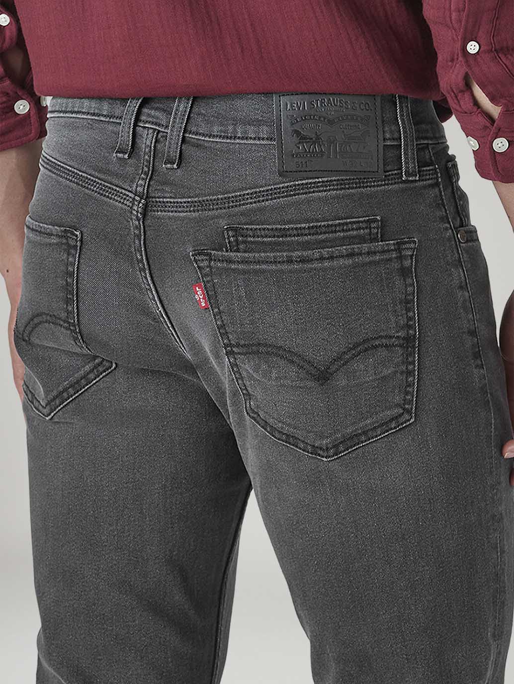 Men's 511 Charcoal Grey Slim Fit Mid Rise Jeans - 20 View