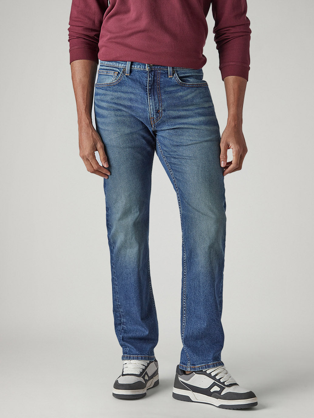 Men's 505 Tinted Dark Indigo Straight Fit Mid Rise Jeans - Front View