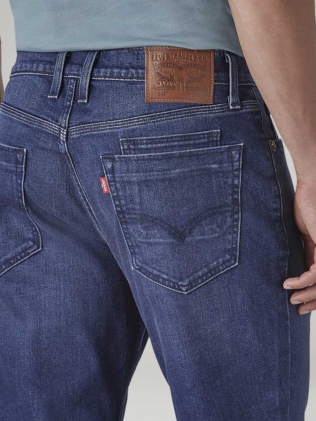 Men's 541 Blue Athletic Tapered Fit Mid Rise Jeans - Detail View