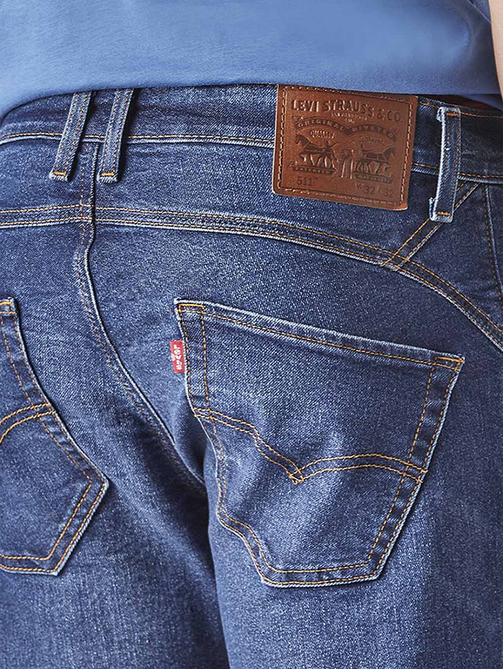 Men's 511 Indigo Slim Fit Mid Rise Jeans - Detail View