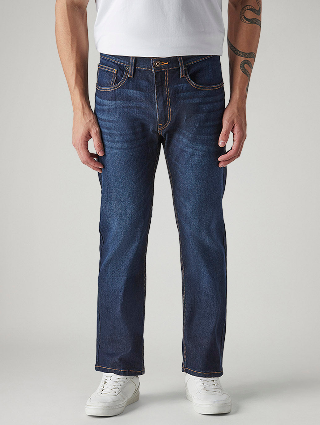 Men's 513 Indigo Slim Straight Fit Mid Rise Jeans - Front View