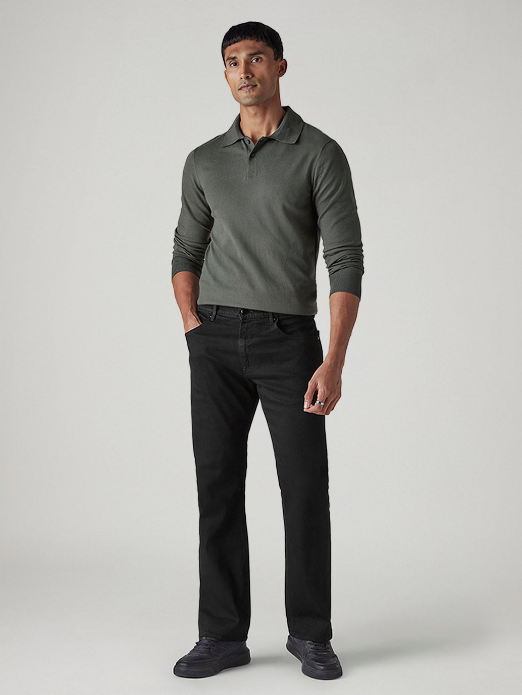 Men's 517 Black Bootcut Fit Mid Rise Redloop Jeans